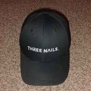 Three Nails Embroidered Letters Strapback Hat - Black